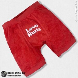 DAYDREAM NATION DOLLS KILL LOVE HURTS WOMEN’S BOXER BRIEFS HEARTBREAK RED TERRY